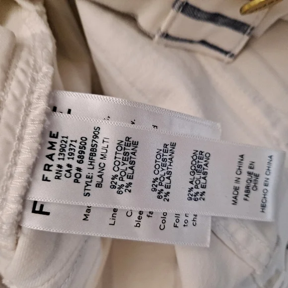 Frame Denim Ivory and Navy Striped Wide Leg Jeans - Picture 6 of 12